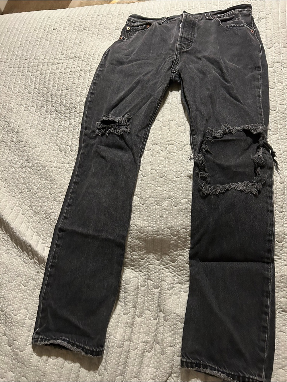 Levi's Black Distressed Slim Straight Jeans